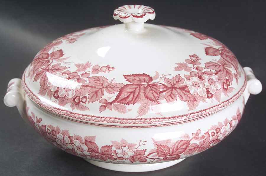 Bramble (Pink, Center Decal) Round Covered Vegetable by Wedgwood-1