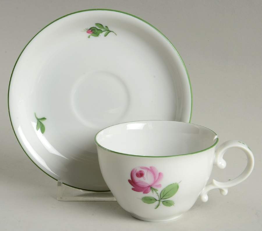 Viennese Rose Flat Demitasse Cup & Saucer Set by Wiener Porzellan-1