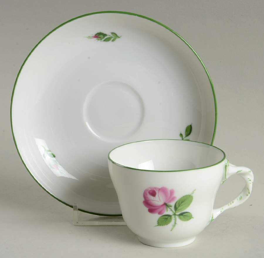 Viennese Rose Flat Demitasse Cup & Saucer Set by Wiener Porzellan-1