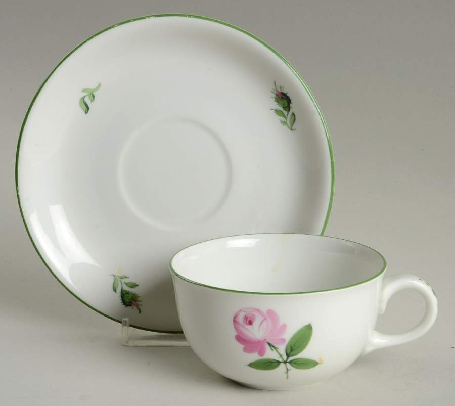 Viennese Rose Flat Cup & Saucer Set by Wiener Porzellan-1
