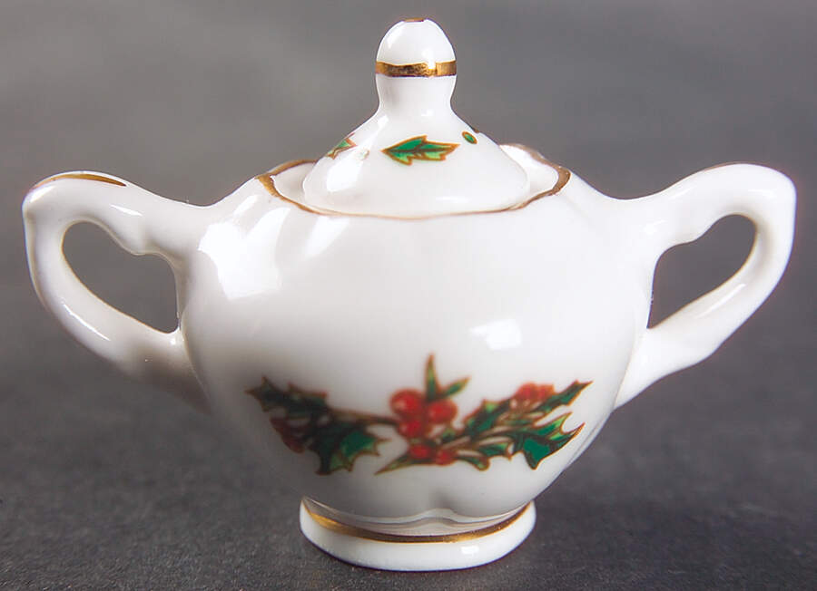 A Cup of Christmas Tea Miniature Sugar Bowl & Lid by Waldman House-1