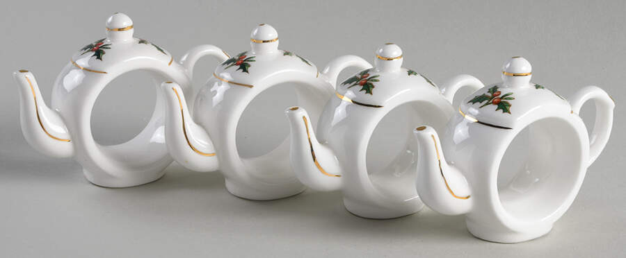 A Cup of Christmas Tea Napkin Ring - Set of 4 by Waldman House-1
