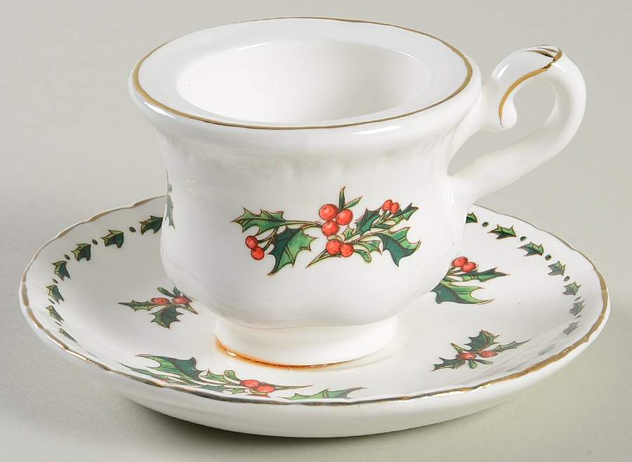 A Cup of Christmas Tea Votive Candleholder Shaped Like a Cup & Saucer by Waldman House-1