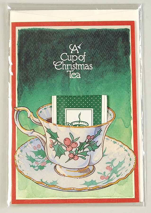 A Cup of Christmas Tea Greeting Card with Tea Bag by Waldman House-1