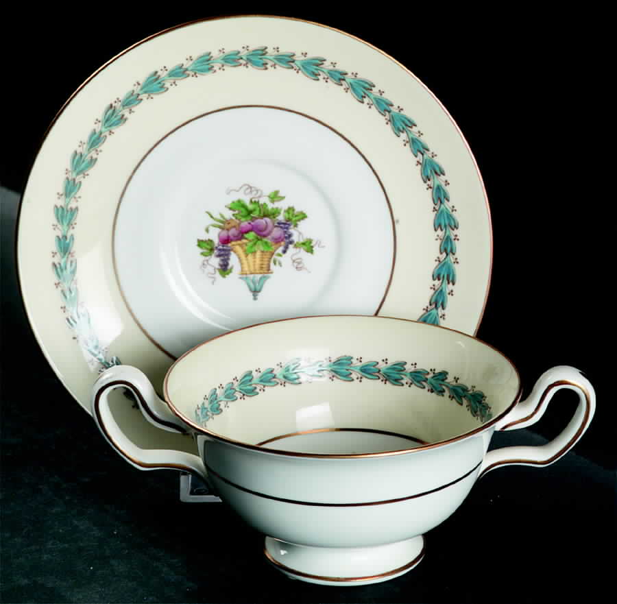 Appledore Footed Cream Soup Bowl & Saucer Set by Wedgwood-1