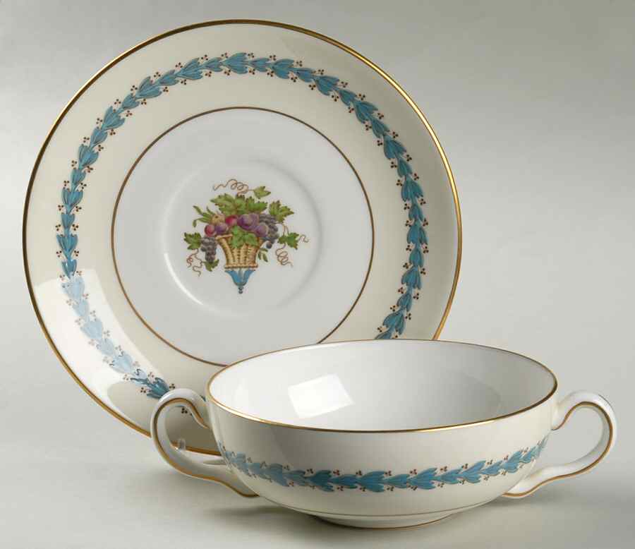 Appledore Flat Cream Soup Bowl & Saucer Set by Wedgwood-1
