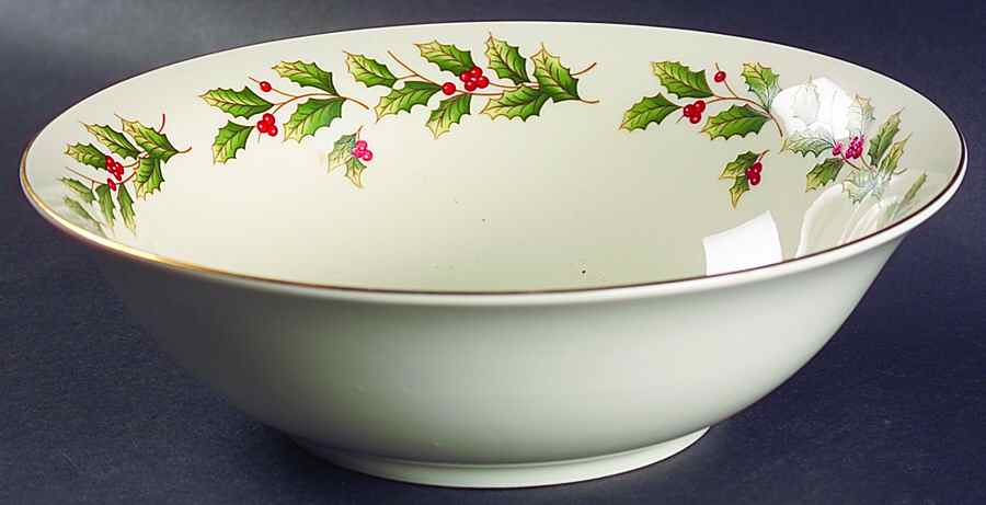 Holly Berry 9" Round Vegetable Bowl by World Bazaars-1