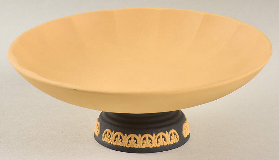 Library Collection Jasperware Cane & Black 5" Footed Bowl by Wedgwood-1