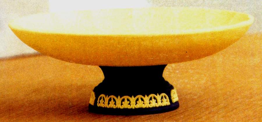 Library Collection Jasperware Cane & Black 9" Footed Bowl by Wedgwood-1