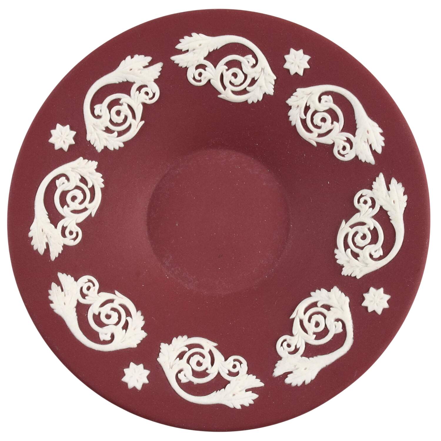 Cream Color on Wine Jasperware Saucer for Flat Demitasse Cup by Wedgwood-1
