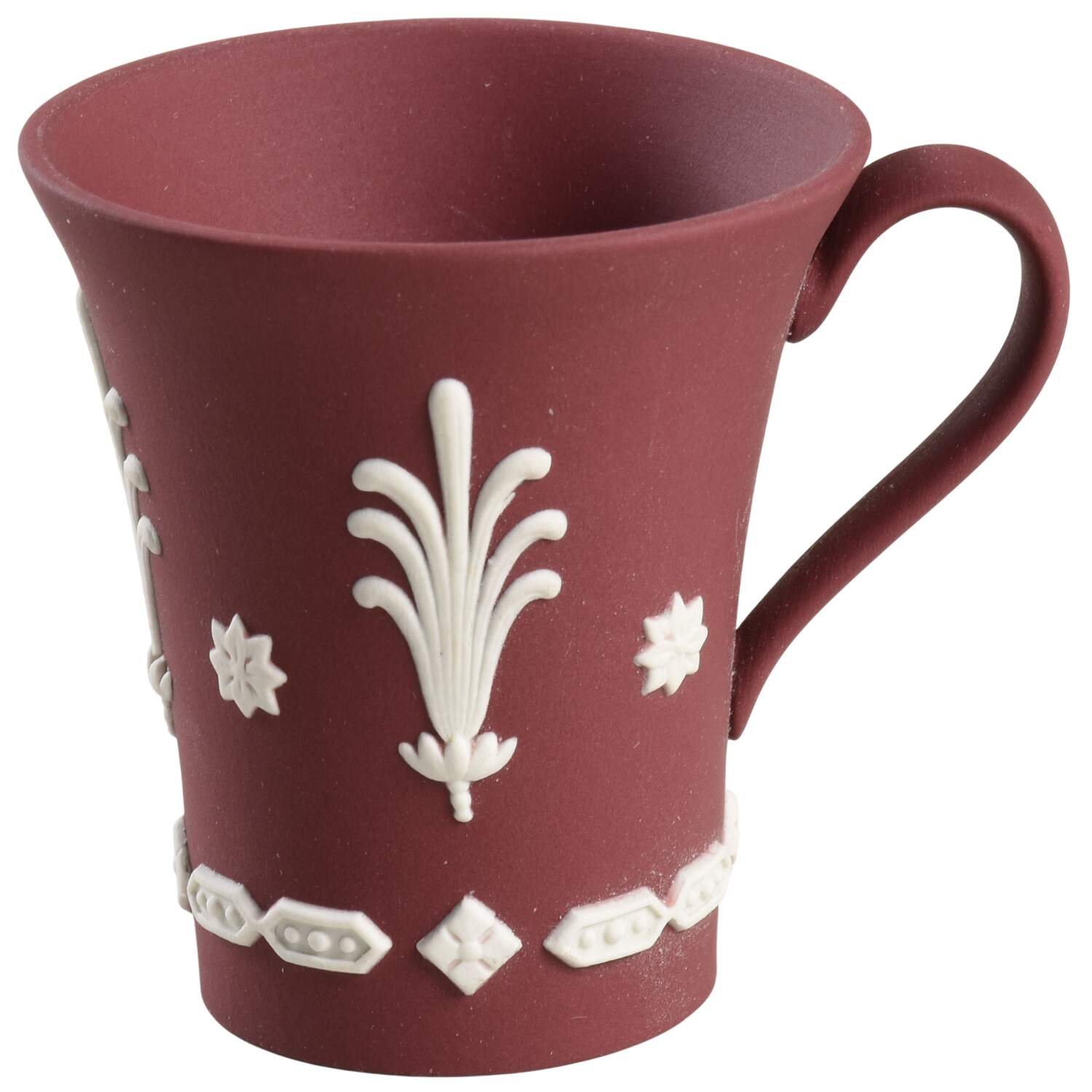 Cream Color on Wine Jasperware Flat Demitasse Cup by Wedgwood-1