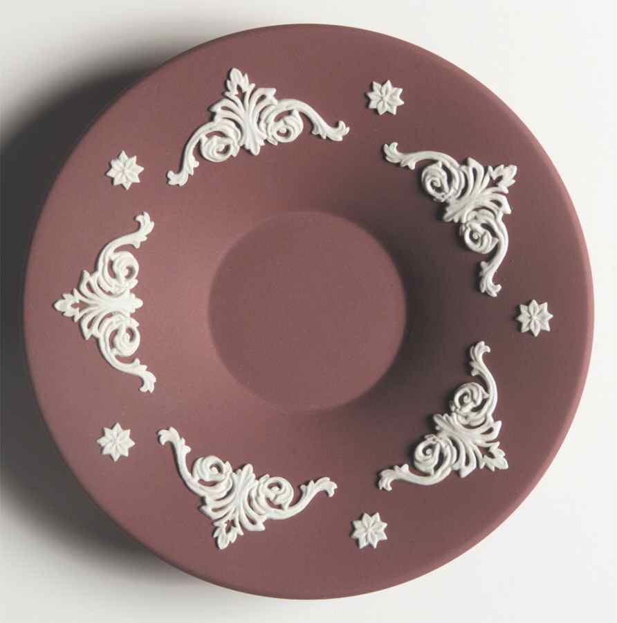 Cream Color on Wine Jasperware Saucer for Demitasse Cup by Wedgwood-1