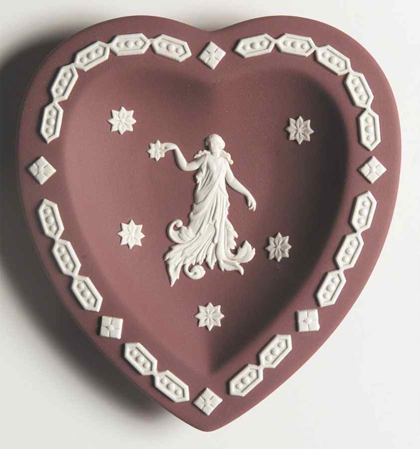 Cream Color on Wine Jasperware Heart Shaped Tray by Wedgwood-1