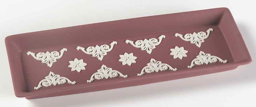 Cream Color on Wine Jasperware Parterre Tray by Wedgwood-1