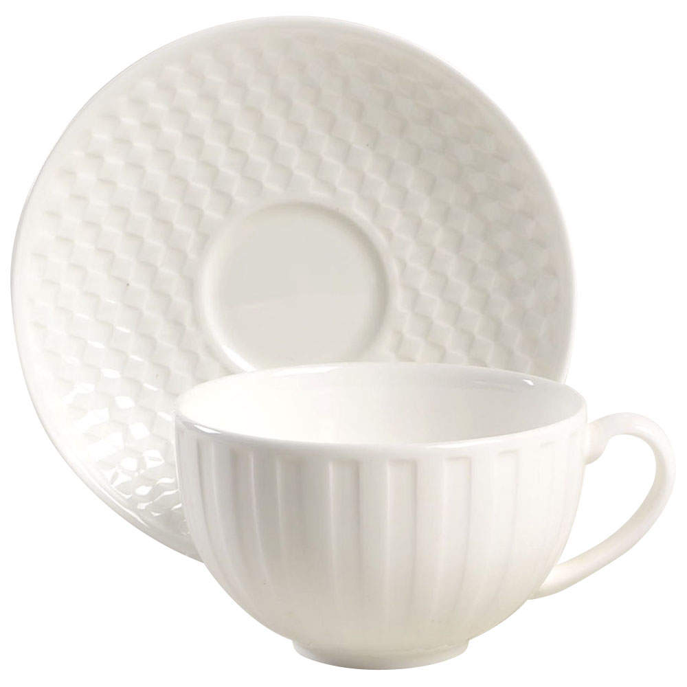 Night and Day White Flat Cup & Saucer Set by Wedgwood-1