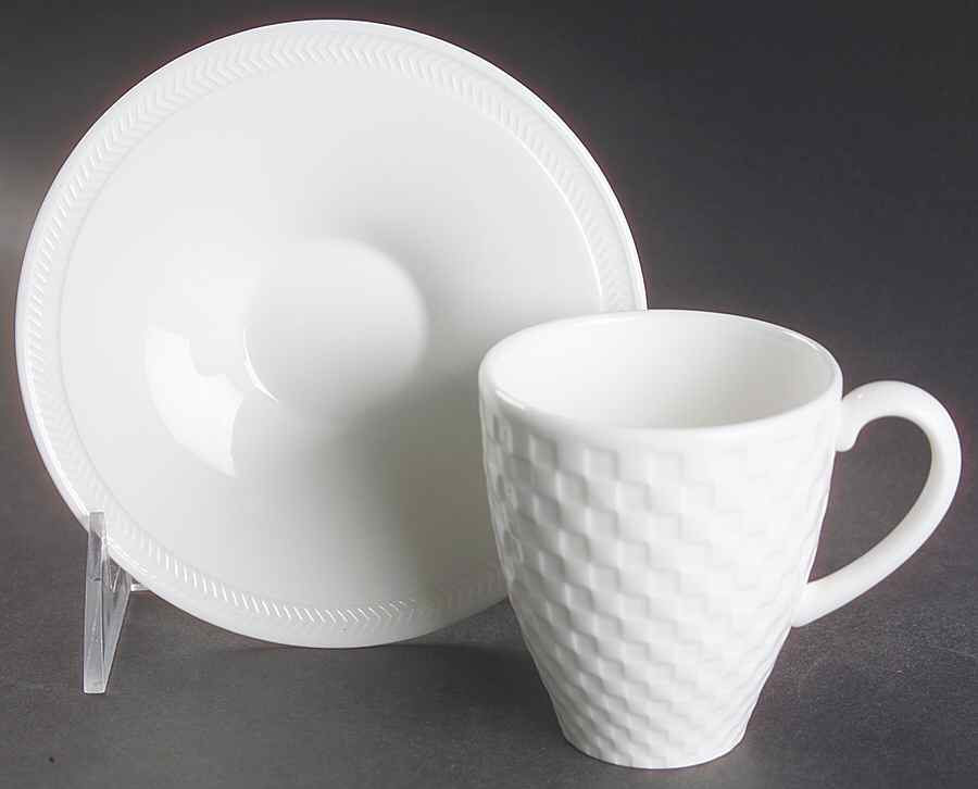 Night and Day White Flat Demitasse Cup & Saucer Set by Wedgwood-1