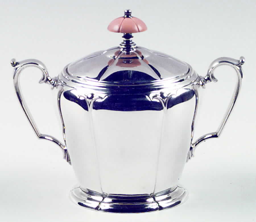 Lotus (Sterling, Hollowware) Sugar Bowl & Lid by Wallace Silver-1