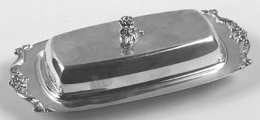 Royal Rose (Silverplate, Hollowware) 1/4 Pound Covered Butter & Liner by Wallace Silver-1