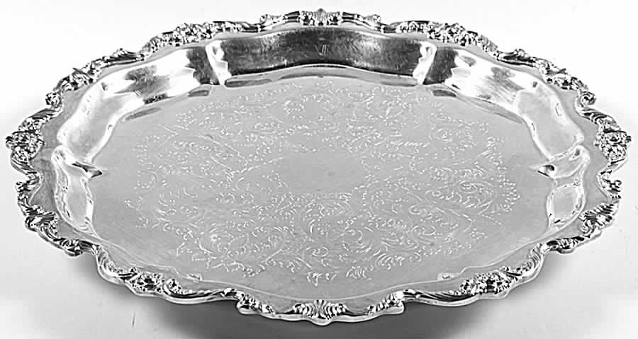 Royal Rose (Silverplate, Hollowware) Medium Round Silverplate Tray by Wallace Silver-1