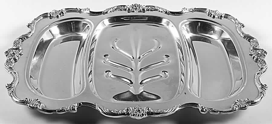 Royal Rose (Silverplate, Hollowware) 3-Part Silverplate Platter by Wallace Silver-1