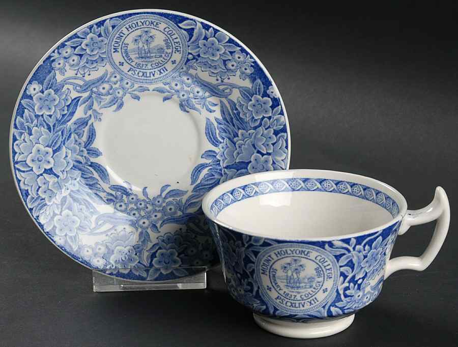Mount Holyoke College Blue Footed Cup & Saucer Set by Wedgwood-1