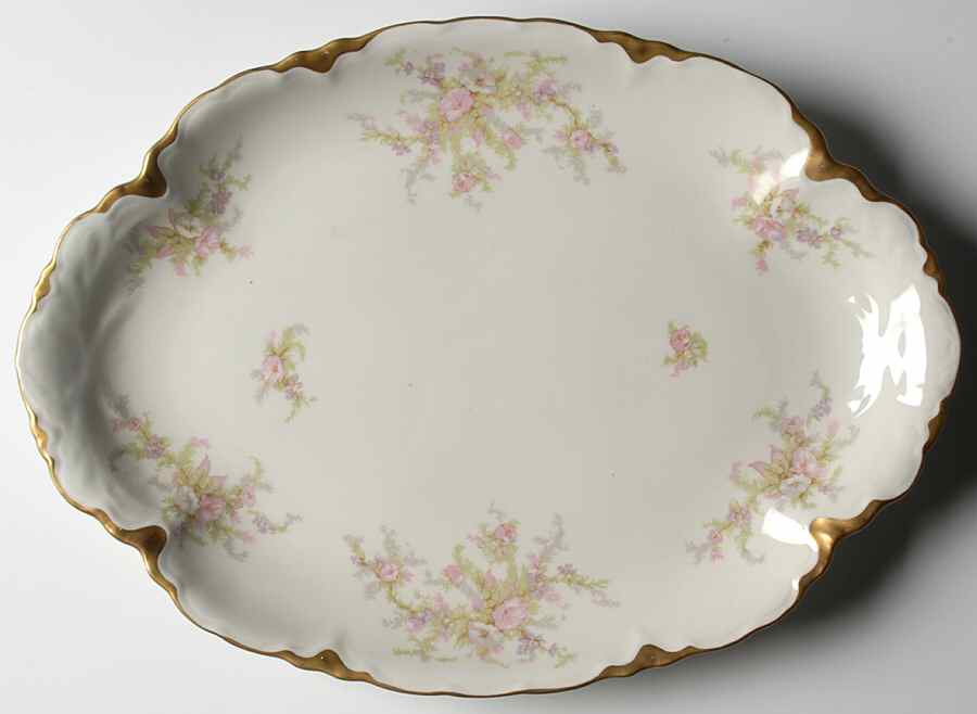Apple Blossom (Gold Trim & Daubs) 15" Oval Serving Platter by Warwick-1