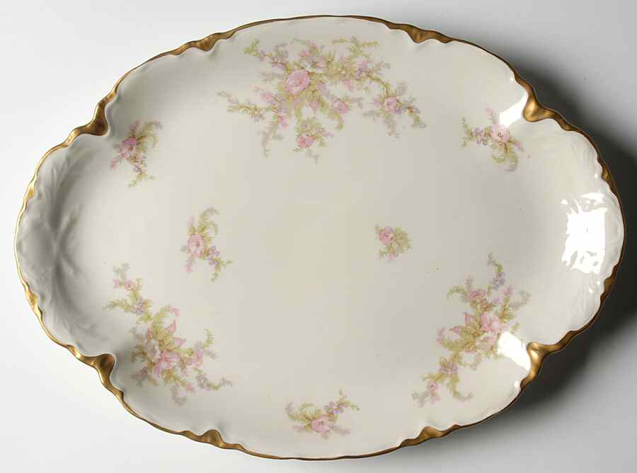 Apple Blossom (Gold Trim & Daubs) 13" Oval Serving Platter by Warwick-1