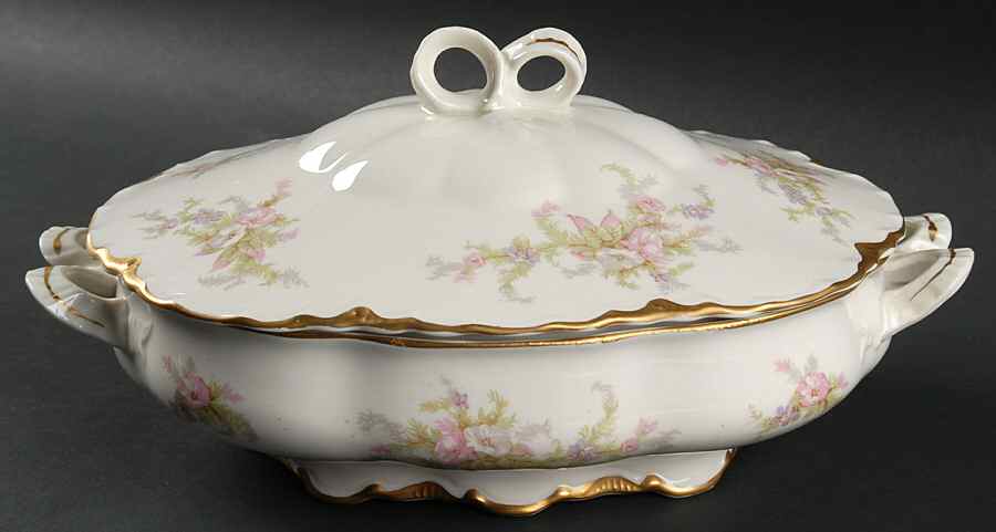 Apple Blossom (Gold Trim & Daubs) Oval Covered Vegetable by Warwick-1