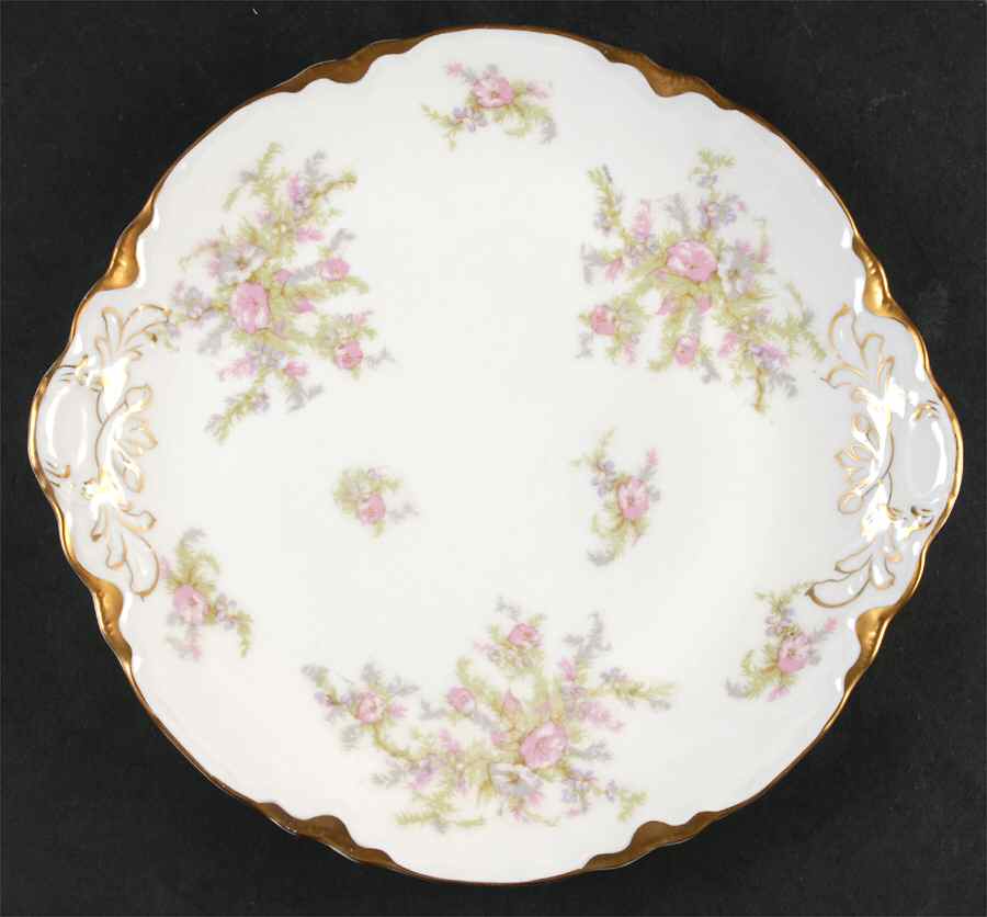 Apple Blossom (Gold Trim & Daubs) Handled Cake Plate by Warwick-1