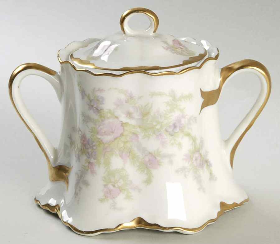 Apple Blossom (Gold Trim & Daubs) Sugar Bowl & Lid by Warwick-1