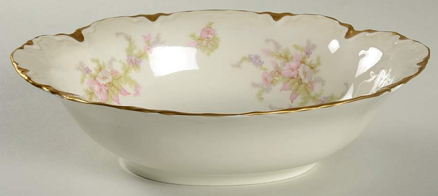 Apple Blossom (Gold Trim & Daubs) 9" Oval Vegetable Bowl by Warwick-1