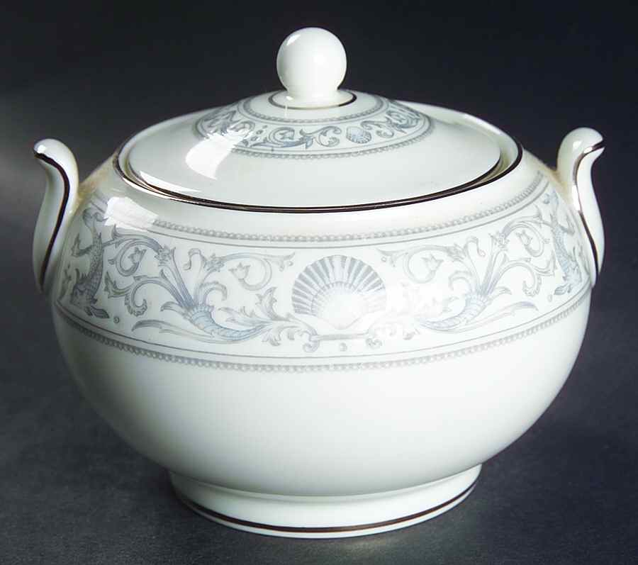 Dolphins Platinum 146 Shape Sugar Bowl & Lid by Wedgwood-1