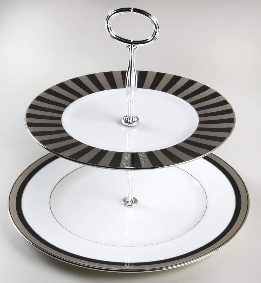 Colleen 6 5/8"-10"  2 Tiered Serving Tray (Dp, Sp) HC by Waterford China-1