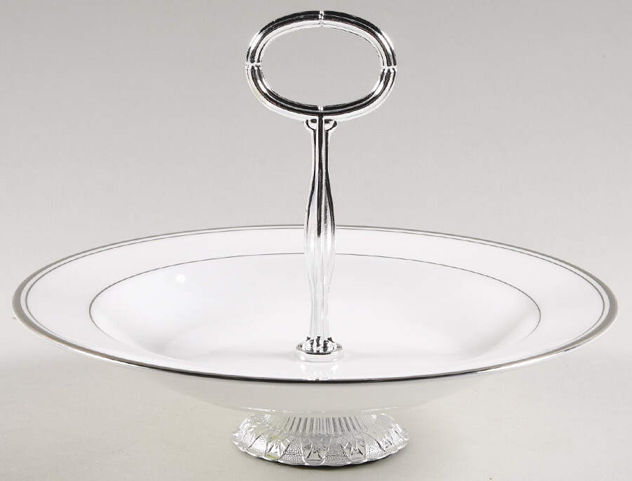 Kilbarry Platinum 6"-7" Handled Footed Nut Dish HC by Waterford China-1