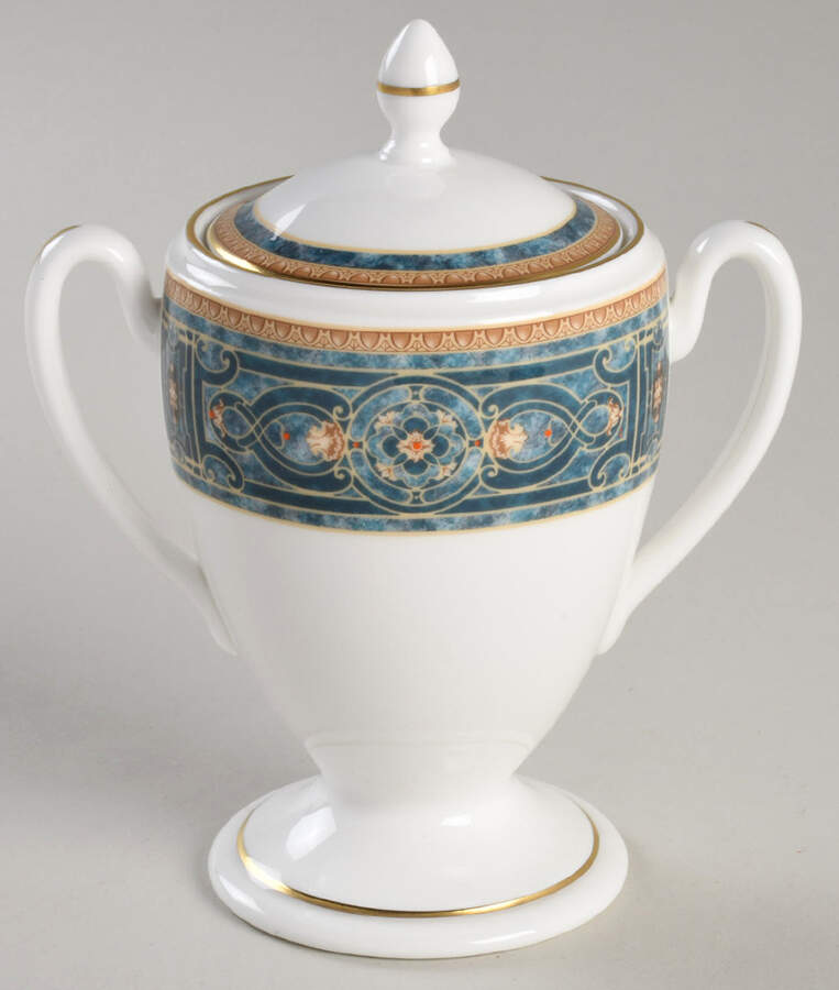 Celtic Scroll Gold Sugar Bowl & Lid by Waterford China-1