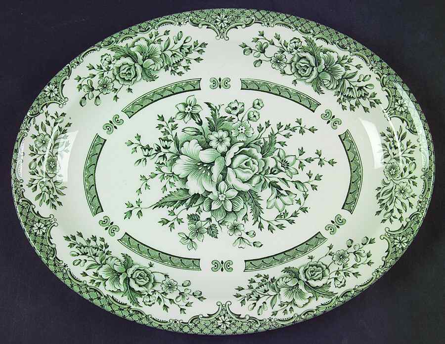 Kew Green 11" Oval Serving Platter by Wood & Sons-1