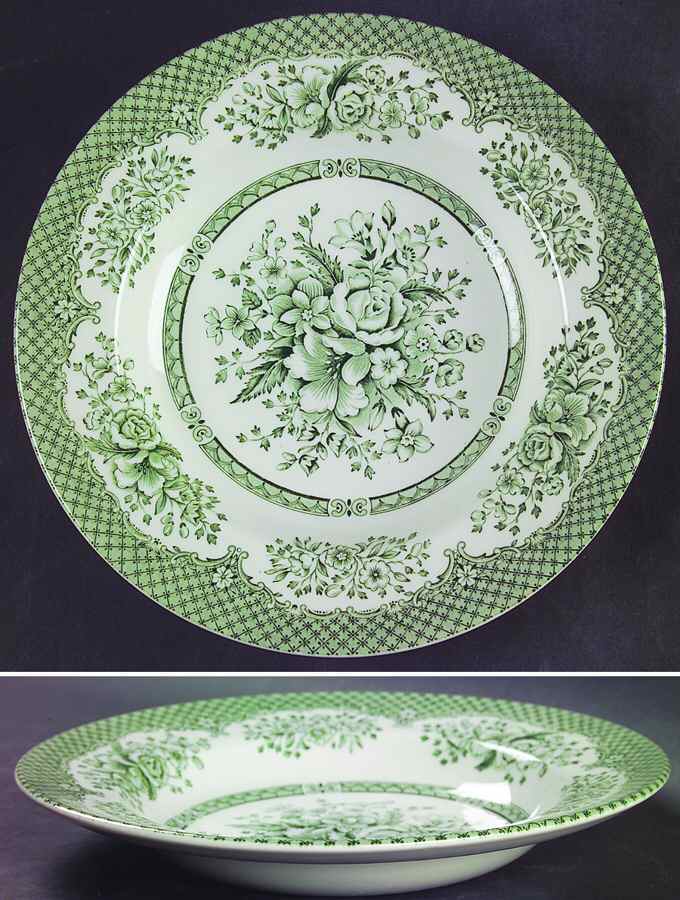 Kew Green Large Rim Soup Bowl by Wood & Sons-1