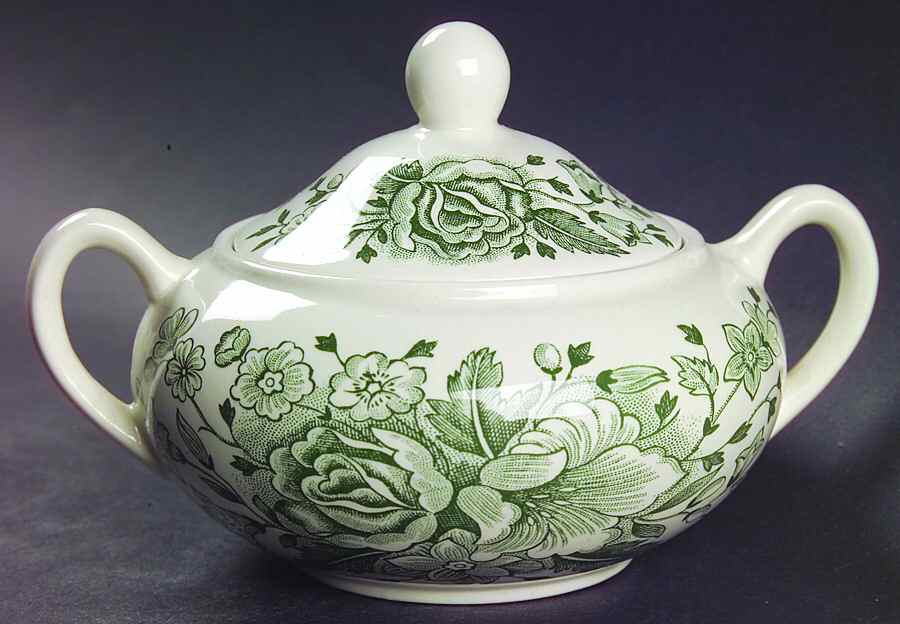 Kew Green Sugar Bowl & Lid by Wood & Sons-1