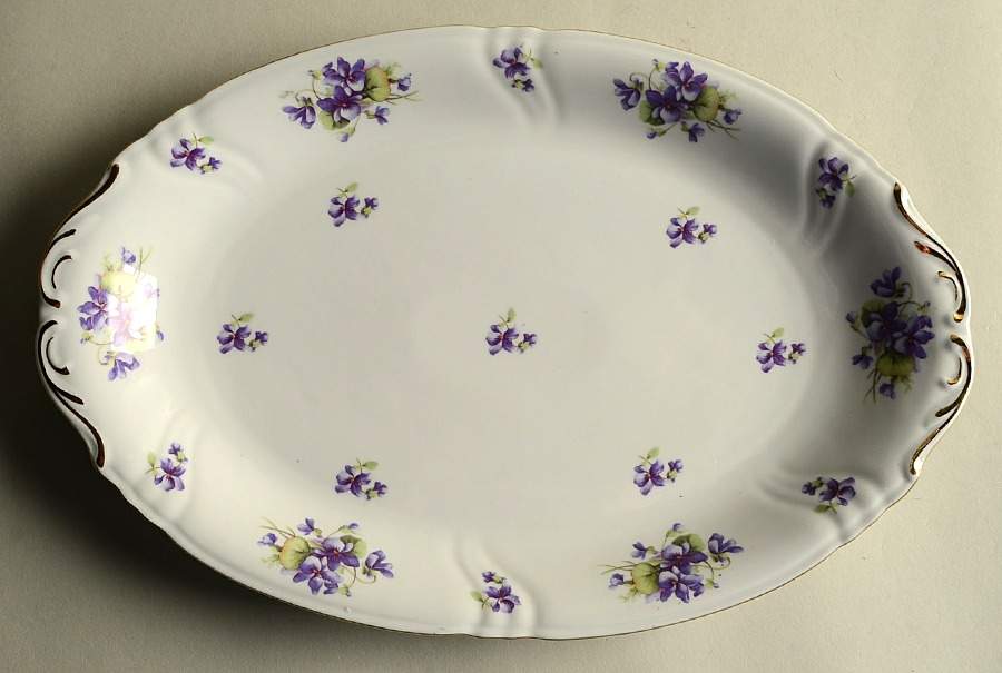 Violet Bouquet 13" Oval Serving Platter by Winterling - Bavaria-1