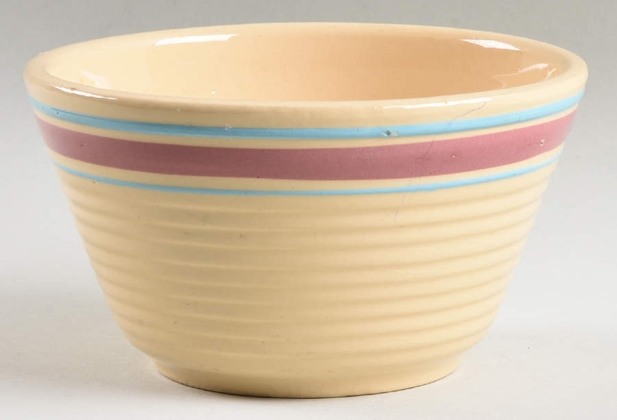 Kitch N Queen Pink and Turquoise 7" Ribbed Mixing Bowl by Watt Pottery-1