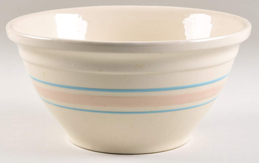 Kitch N Queen Pink and Turquoise 10" Mixing Bowl by Watt Pottery-1