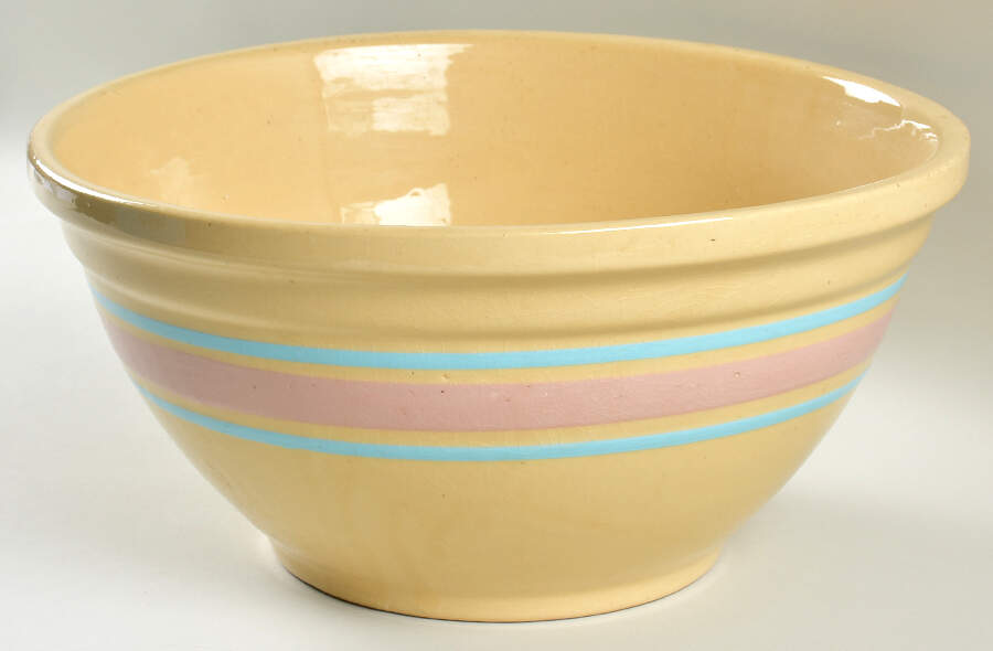 Kitch N Queen Pink and Turquoise 14" Mixing Bowl by Watt Pottery-1