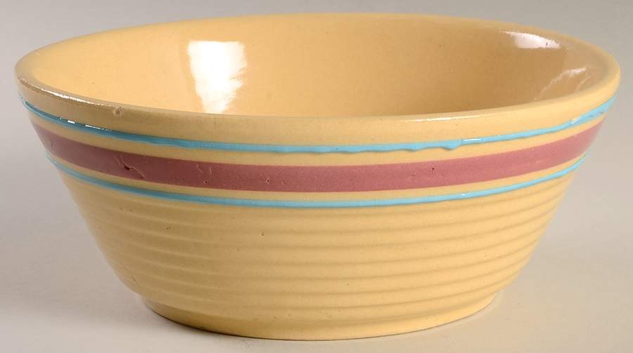 Kitch N Queen Pink and Turquoise 8" Ribbed Mixing Bowl by Watt Pottery-1