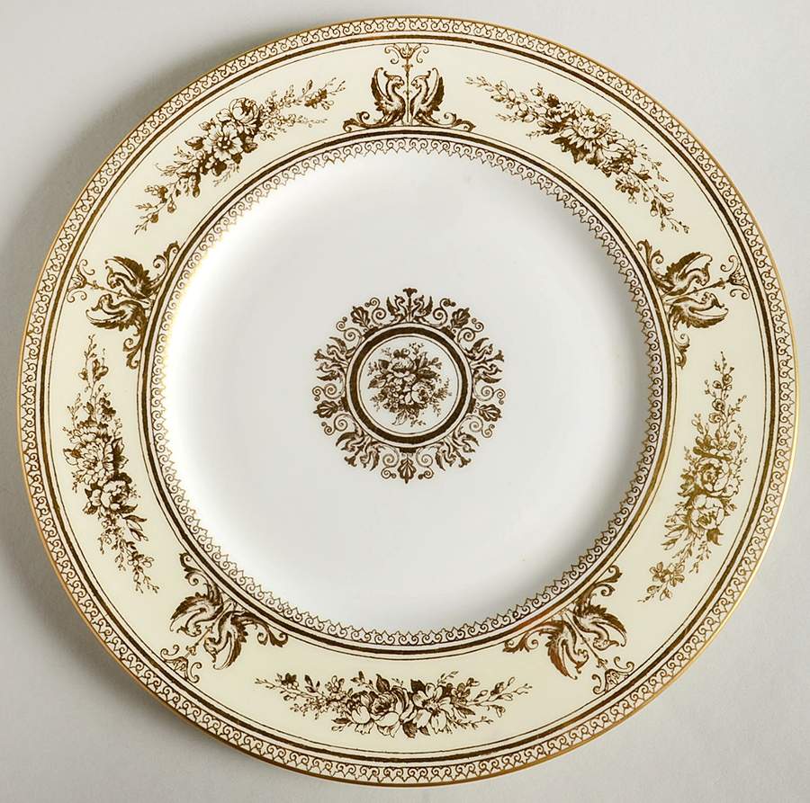Columbia Gold (Gold Flowers, Cream Rim) Dinner Plate by Wedgwood-1