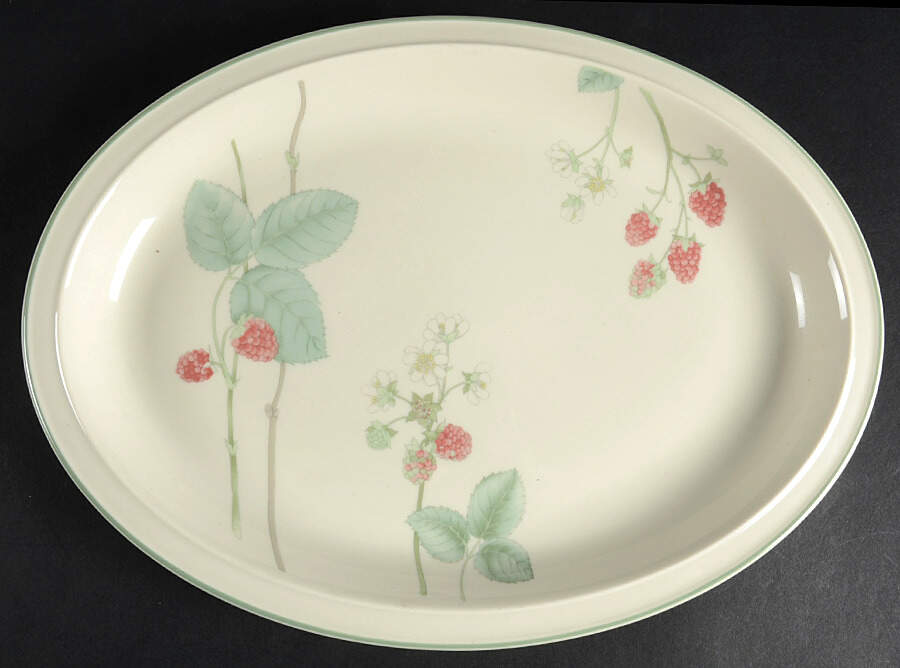 Raspberry Cane (Trim On Edge) 13" Oval Serving Platter by Wedgwood-1