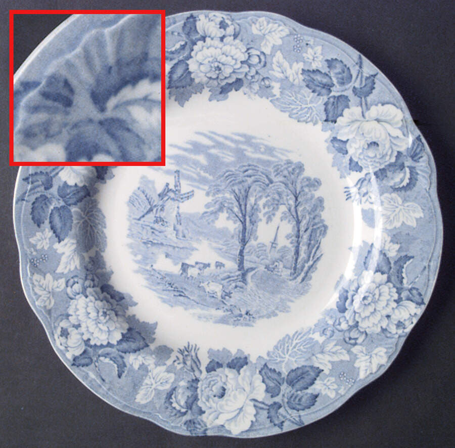 English Scenery Light Blue (Not Swirled) Luncheon Plate by Wood & Sons-1