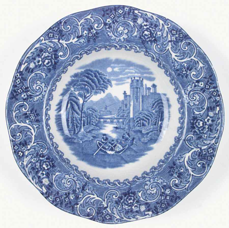 River Scene Blue (Scallop) Rim Soup Bowl by Wedgwood-1
