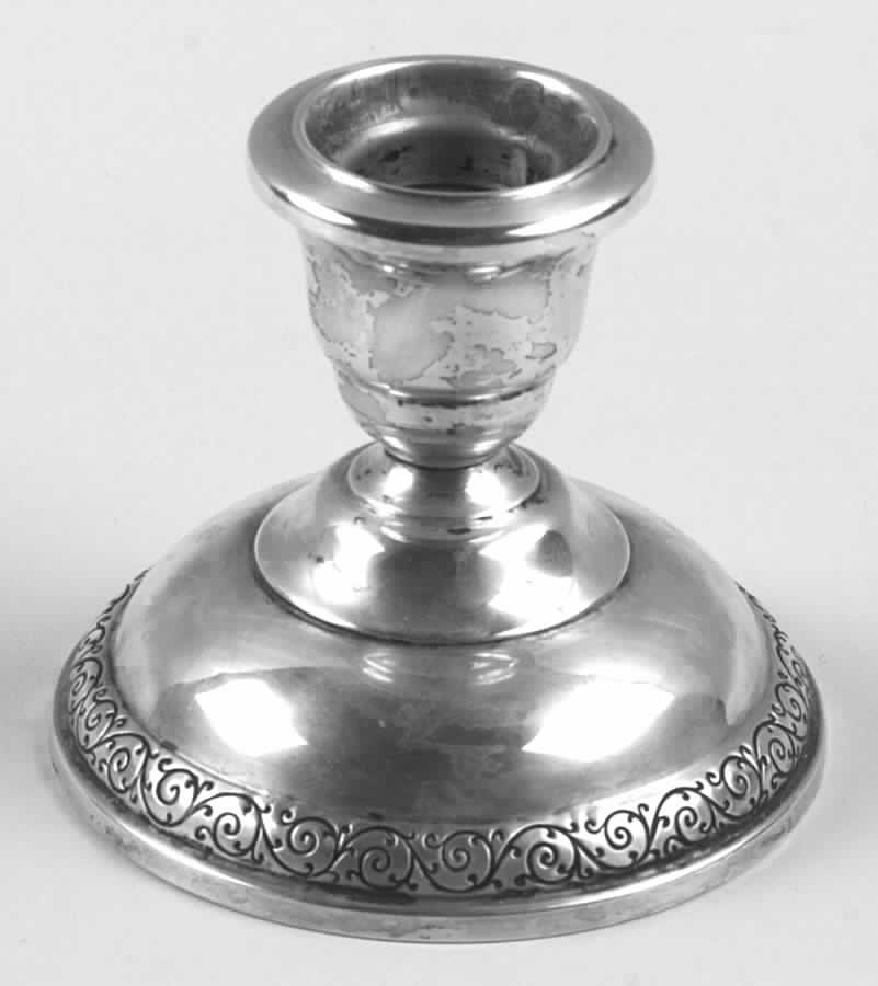 Spanish Lace (Sterling, 1964, Hollowware) Weighted Console Candleholder by Wallace Silver-1