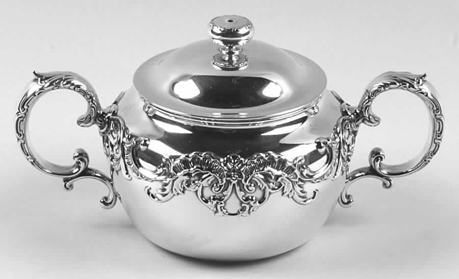 Pompadour (Sterling, 1895-1898, Hollowware) Sugar Bowl & Lid by Whiting Manf Co-1