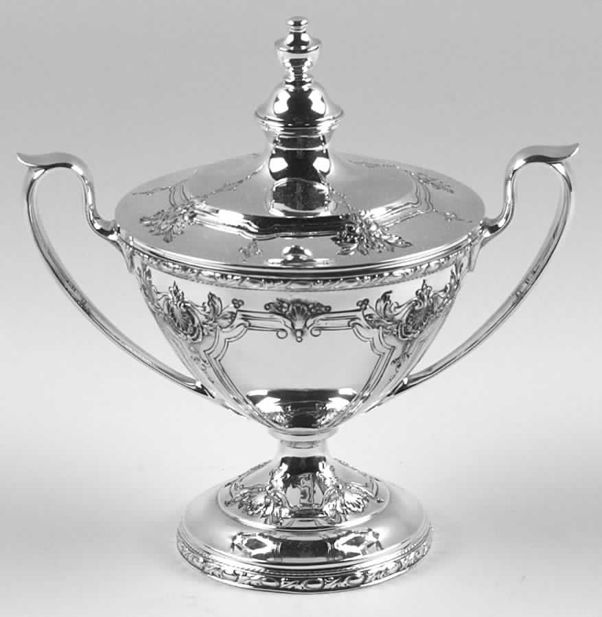 Navarre (Sterling, 1908, Hollowware) Sugar Bowl & Lid by Watson-1